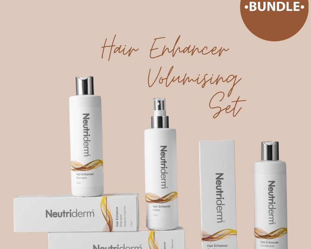 Main product image of the Neutriderm Hair Enhancer Volumising 3 Piece Set with product outside of presentation box.