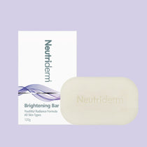 Neutriderm Brightening Bar, 120g, displayed with packaging, designed to enhance skin radiance for all skin types. 