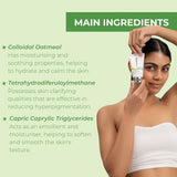 Neutriderm Skin Whitening Crème with main ingredients highlighted: Colloidal Oatmeal, Tetrahydrodiferuloylmethane and Capric Caprylic Triglycerides.