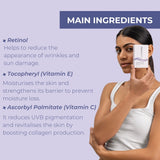 Neutriderm Brightening Bar with main ingredients highlighted: Retinol, Tocopheryl (Vitamin E), and Ascorbyl Palmitate (Vitamin C). 