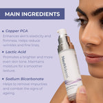 Neutriderm Copper Activator with main ingredients highlighted: Copper PCA, Lactic Acid, and Sodium Bicarbonate.