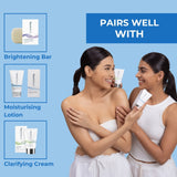 Two women holding various Neutriderm products, showcasing that the Ultimate Hydrating Cream pairs well with the Cleansing Balm, Moisturising Lotion, and Ultimate Hydrating Cream for an enhanced routine. 