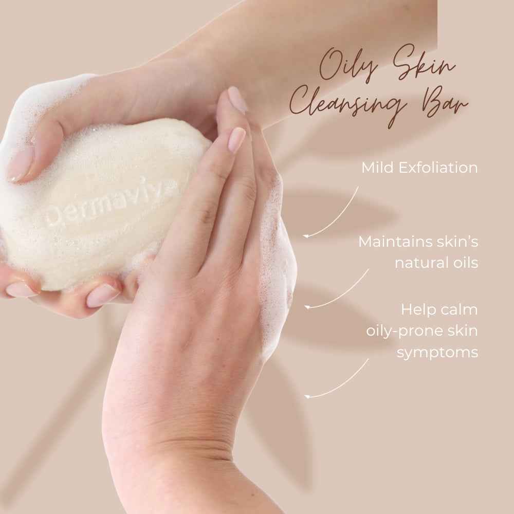 Dermavive Oily Skin Cleansing Bar for mild exfoliation and calming oily-prone skin
